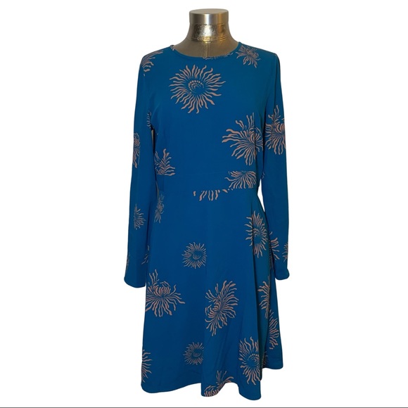 Loft Blue Modern Floral Dress - Picture 1 of 6